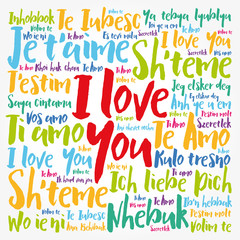 love words "I love you" in all languages of the world, word cloud background