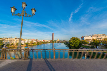 Fototapeta na wymiar The Torre Sevilla in Seville, Spain.