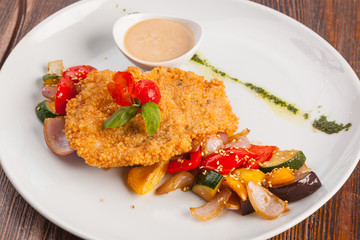 chicken breast with vegetables and gravy