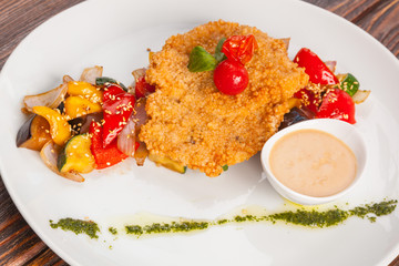 chicken breast with vegetables and gravy