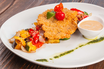 chicken breast with vegetables and gravy