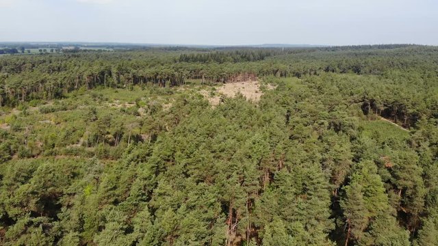 Aerial drone shot of Dutch landscape at sunny day