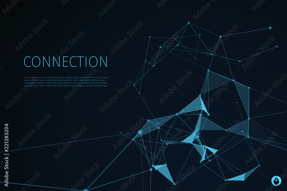 Poster 3d abstract connection background and science color neon background with copy. plexus digital wallpa