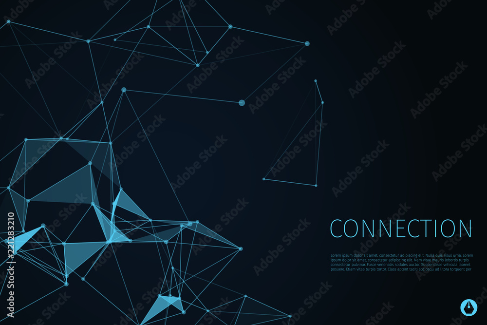 Poster 3d abstract connection background and science color neon background with copy. plexus digital wallpa