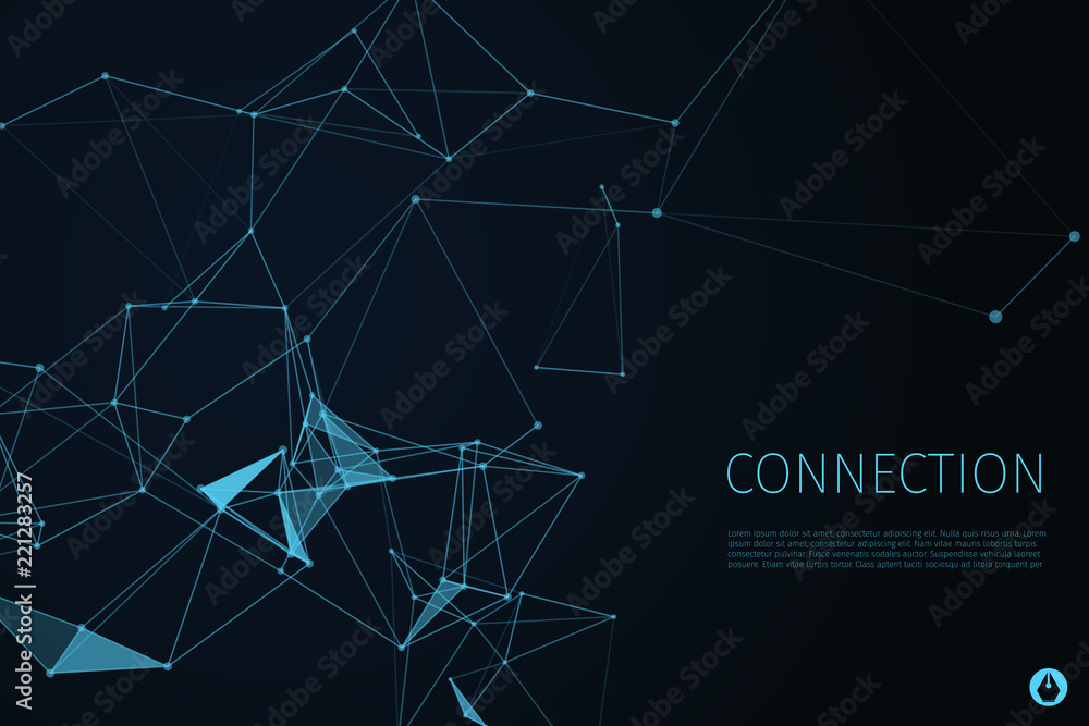 Poster 3d abstract connection background and science color neon background with copy. plexus digital wallpa