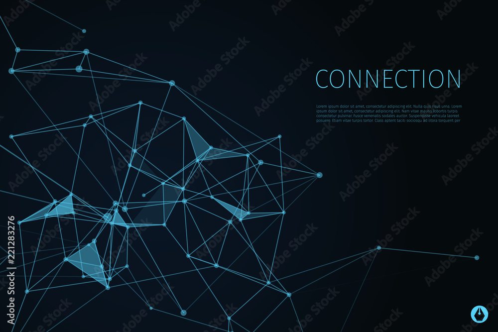 Poster 3d abstract connection background and science color neon background with copy. plexus digital wallpa