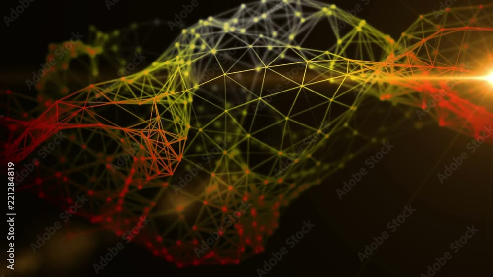 Poster colorful fantasy abstract technology, engineering and science motion background with plexus structur