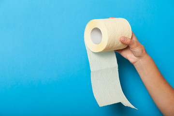 Anus diarrhea concept, paper toilet roll. Hemorrhoids.