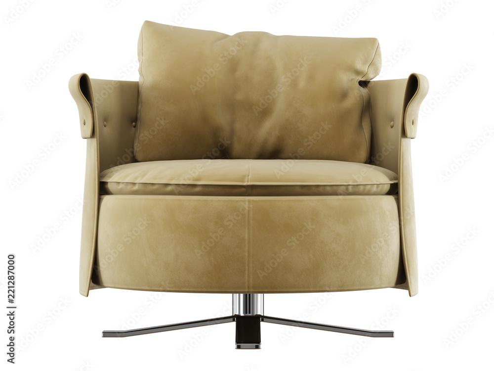 Poster soft round chair with a pillow front view 3d rendering