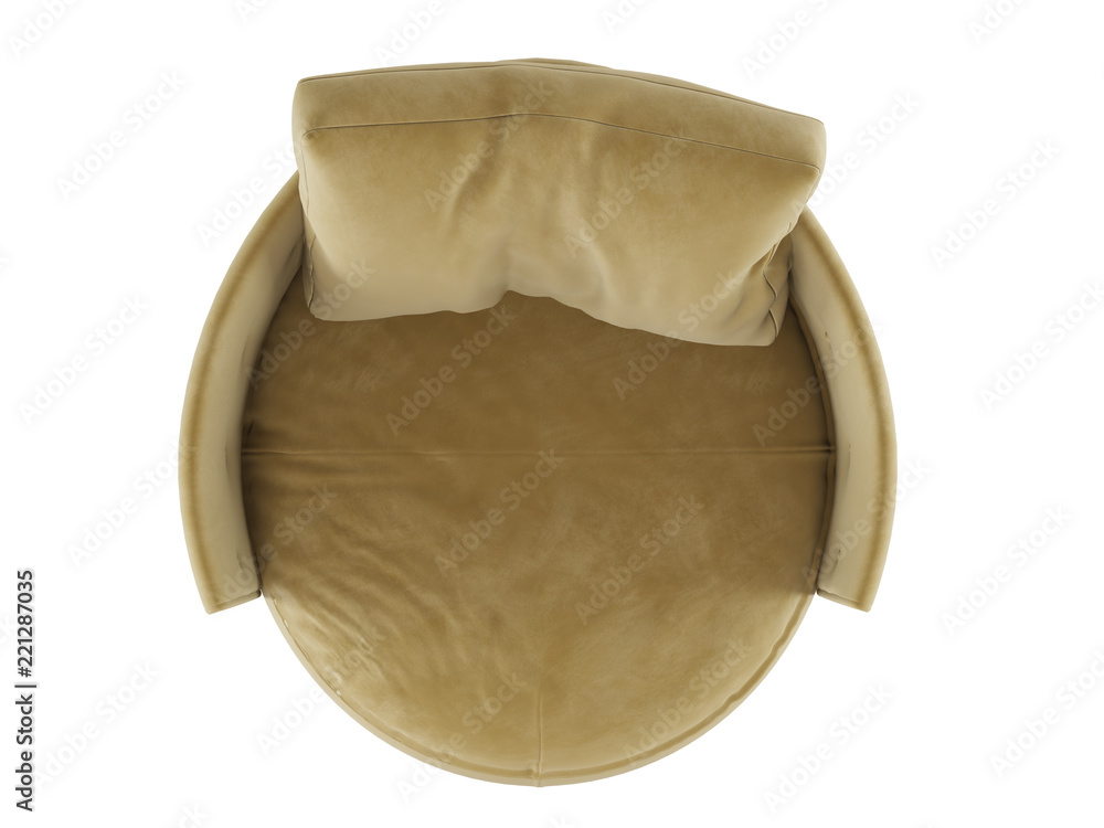 Poster soft round chair with a pillow top view 3d rendering