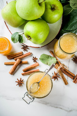Homemade apple jam or sauce, with green apples and spices