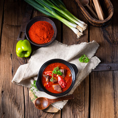 A real Hungarian goulash with beef and paprika