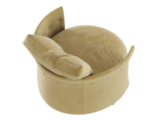 Soft round chair with pillow 3d rendering