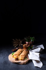 Tasty autumnal omas pancakes with apple and cinnamon