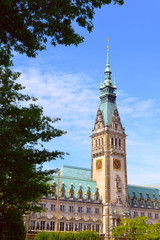 Fototapeta na wymiar View of famous Hamburg town hall