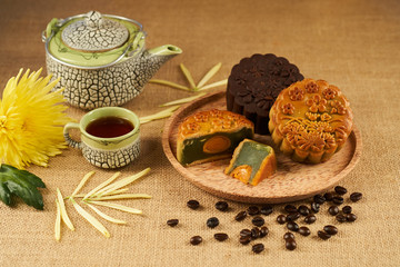 Traditional Vietnamese cakes for harvest festival and tea