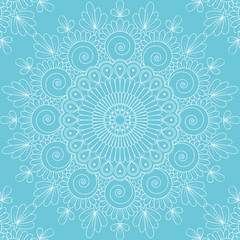 Seamless pattern with mandala ornament. Hand drawn vector illustration