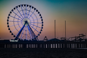 Atlantic City ferris wheel sunrise silhouette