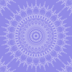 Seamless pattern with mandala ornament. Hand drawn vector illustration