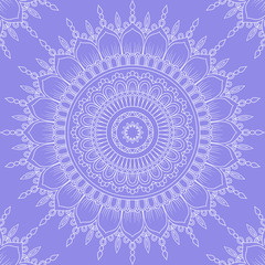 Seamless pattern with mandala ornament. Hand drawn vector illustration