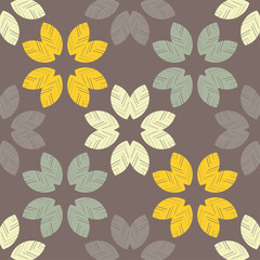 Seamless background with decorative leaves. Autumn leave. Flower mosaic. Textile rapport.