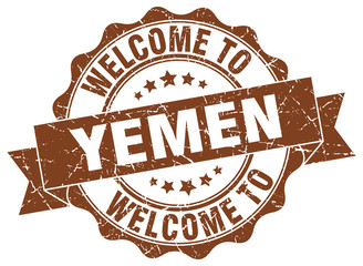 Obraz premium Yemen round ribbon seal