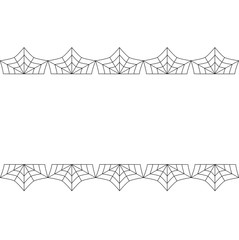 Halloween elegant vector frame of spiderweb lace border on white background.