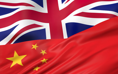 Fototapeta premium 3D illustration of UK and China flag