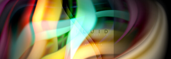 Rainbow fluid abstract shapes, liquid colors design, colorful marble or plastic wavy texture background, multicolored template for business or technology presentation or web brochure cover design