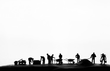 Fototapeta na wymiar silhouette worker, construction site,home building