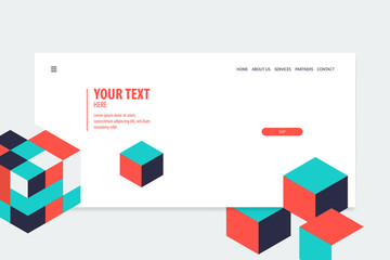 Minimal creative isometric web banner 