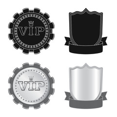 Vector illustration of emblem and badge icon. Set of emblem and sticker stock symbol for web.