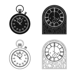 Plakat Vector design of clock and time icon. Set of clock and circle stock symbol for web.