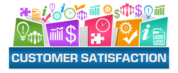 Customer Satisfaction Business Symbols On Top Colorful 