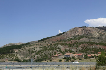 A landscape of Aragon from the highway from Madrid to Zaragoza