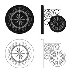 Vector design of clock and time symbol. Set of clock and circle stock vector illustration.