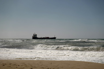 Cargo ship in sea