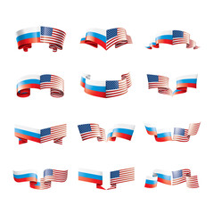 Russia and USA national flags. Vector illustration.