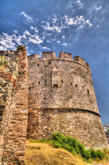 Fototapeta na wymiar View to ancient wall and Trigoniu tower in Thessaloniki, Greece