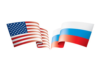 Russia and USA national flags. Vector illustration.