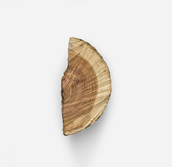 Half cut wooden log, isolated on white background