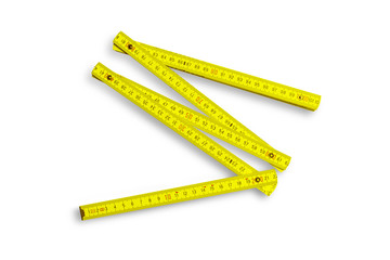 Folding rule measuring tool isolated on white background