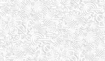 Seamless Vector Mechanical Pattern Texture. Isolated. Steampunk. White and Gray