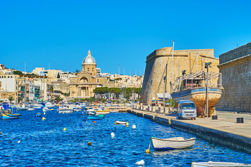 St Joseph Church from Kalkara marina, Malta