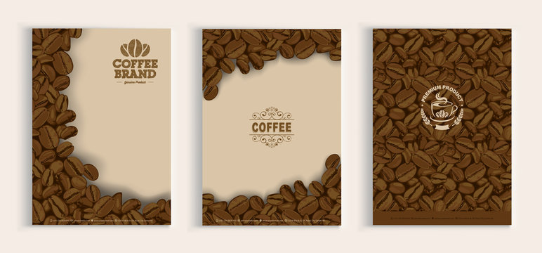 Coffee beans cover design set