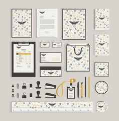 Corporate identity design template with memphis pattern