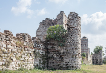 Ruins of the Walls of Constantinople (today Istanbul in Turkey)..