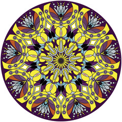 Mandala round ornament pattern. Decorative mandala, meditation poster. Vector illustration. 