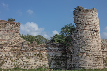 Ruins of the Walls of Constantinople (today Istanbul in Turkey)..