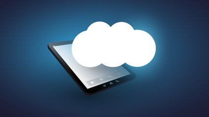 Cloud Computing Design Concept - Digital Network Connections, Technology Background with Tablet PC